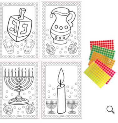דפי עבודה לחנוכה בתוספת דבקיות-36 יח'