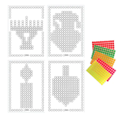 דפי עבודה לחנוכה עיגולים בתוספת דבקיות-36 יח'